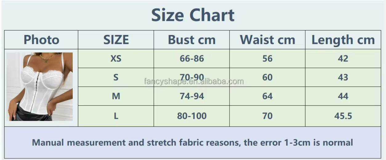 Guide des tailles corset écru