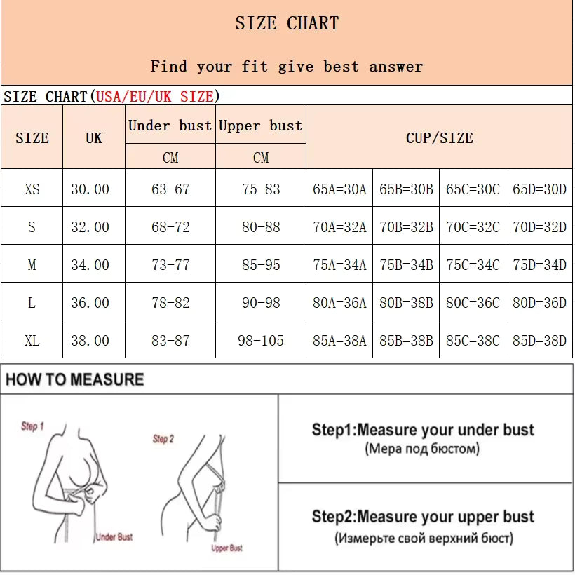Guide des tailles corset fluo