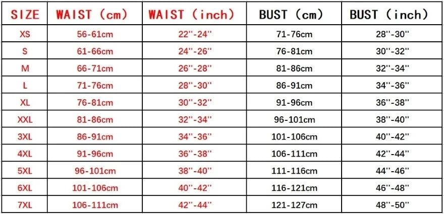 Guide des tailles danse corset