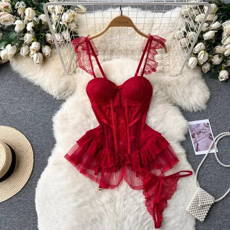 Lingerie corset rouge