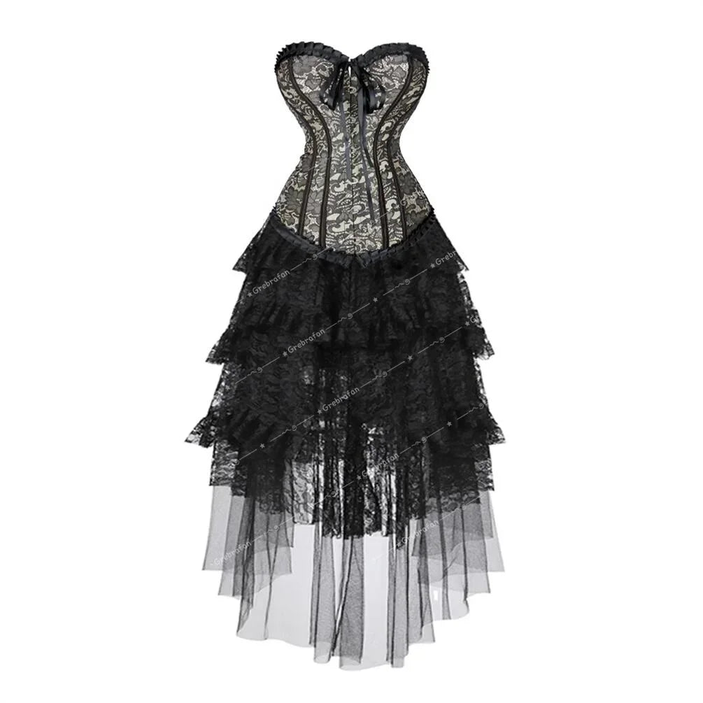 Robe Victorienne avec corset beige