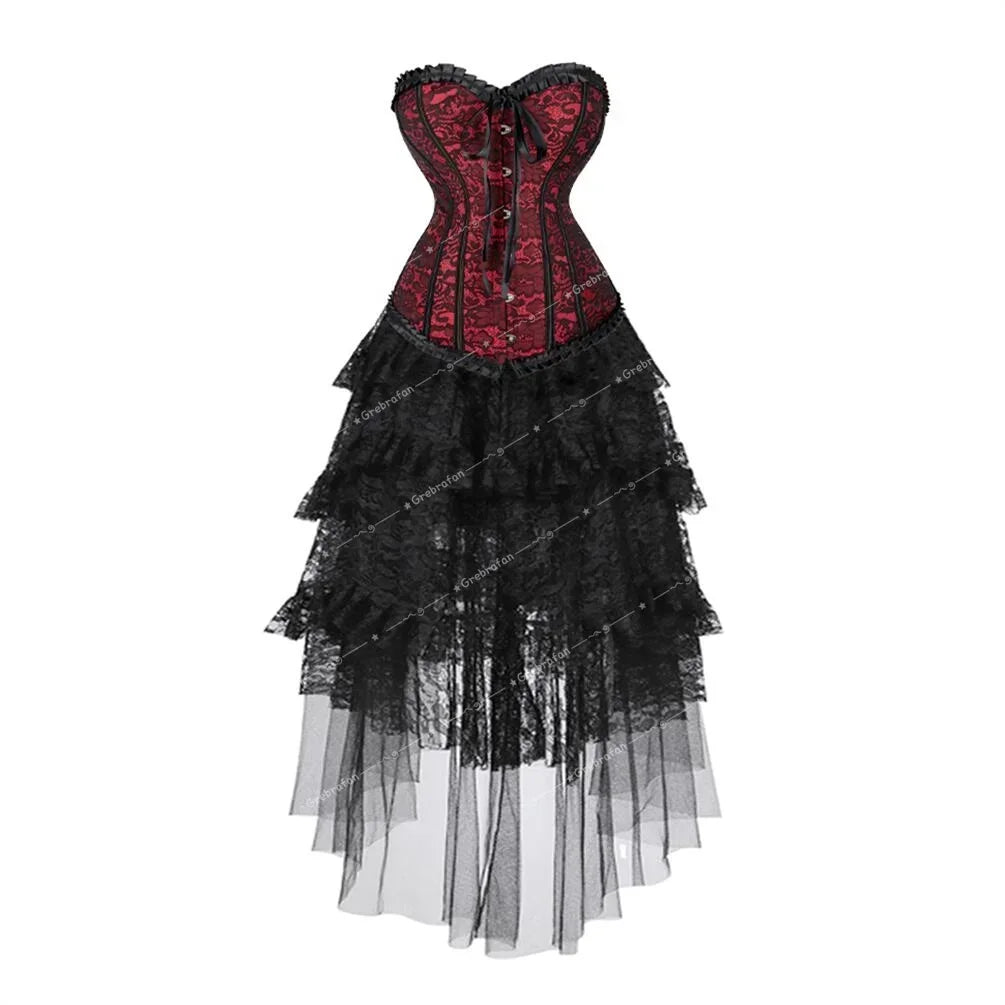 Robe Victorienne avec corset rouge