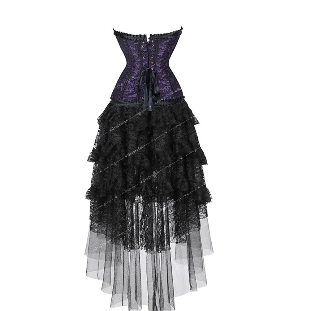 Robe Victorienne avec corset violet dos