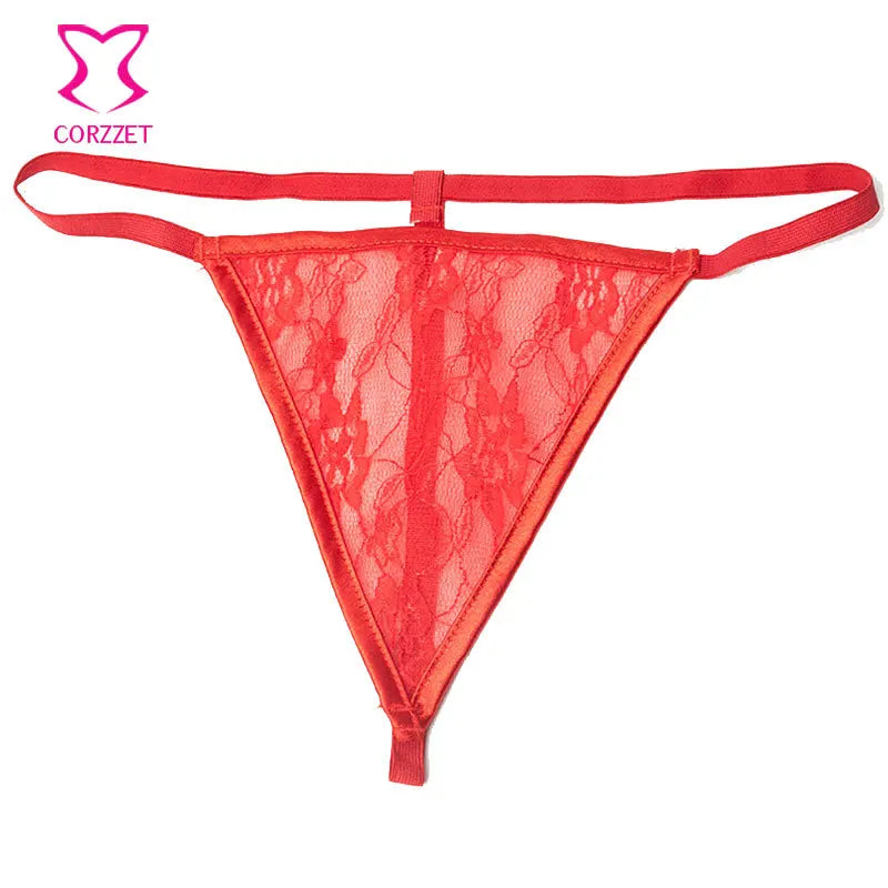 String dentelle rouge 