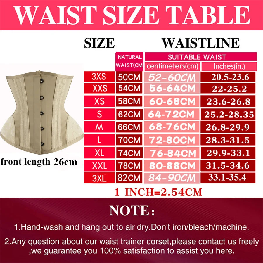 Guide des tailles corset années 30